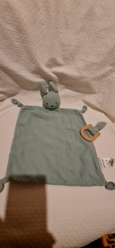 Peluche doudou plat lapin - , vert