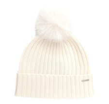 BOSS Bonnet Femme En Laine Vierge Avec Pompon 50545781 Couleur Blanche