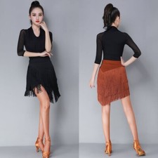 Femme Danse Latine Jupe Salle de Bal Tango Rumba Gland Salsa Asymétrique Tenue