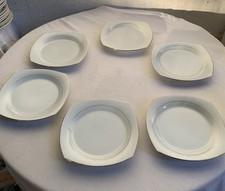 6 Assiettes Plates Forme Carrée Porcelaine De Limoges Ph Deshoulieres