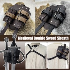 Porte fourreau guerrier double épée épaule dos médiéval accessoire COSPLAY
