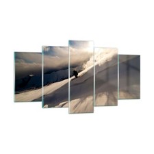 Impression sur Verre 160x85cm Tableaux Image Photo Montagnes Ski Hiver