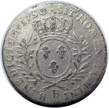 Louis XV 1/2 Écu aux branches d'olivier 1730 B Rouen