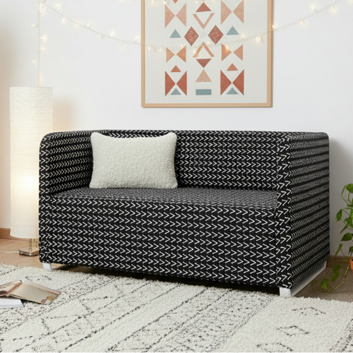 Black boho mudcloth slipcover - black,