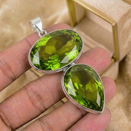 Silver peridot gemstone - silver,