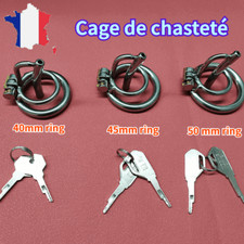 Acier inoxydable Chasteté Anneaux Cage Brancard Tubes Stimulation Pour Hommes