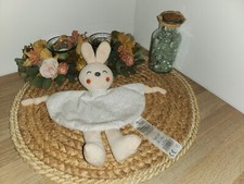Doudou plat lapin blanc abricot orange TOM & KIDDY grelot, Demi Cercle, b5 TBE
