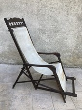 Grand Fauteuil Transat Palissandre Massif Début XX° Chaise De Pont Transatlantic