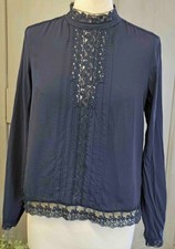 Blouse dentelle bleu marine