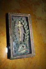 Ancien reliquaire , boite sous verre XVIII ème 18th , reliques