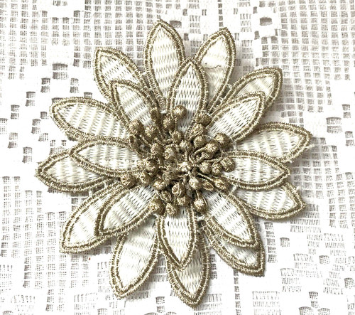 Grande broche tissu fleur - grande, en