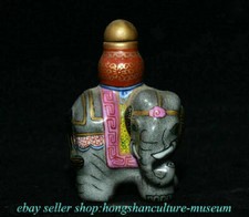 2,4 "marqué chinois Wucai porcelaine éléphant à priser boîte à priser bouteille 