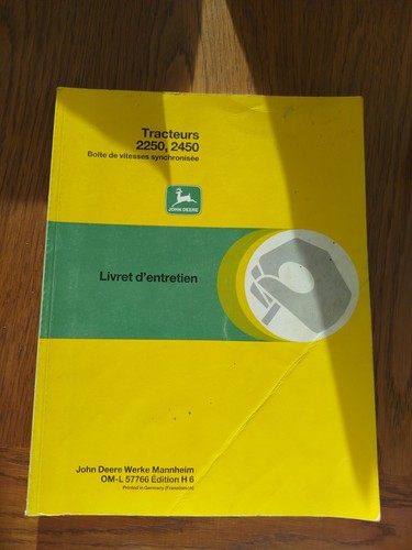 Livret entretien john deere - livret, d'entretien