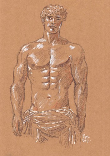 Man nude dessin - original, art
