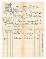 FAC-BFP1-0098-FACTURE - DISTILLERIE A VAPEUR - F GELAS - LYON - 1908