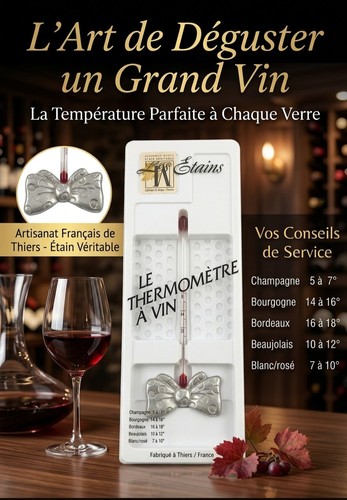 Thermomètre vin étain - thermomètre, en
