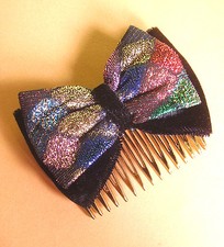 273 / ALEXANDRE / PEIGNE A CHEVEUX  TISSU LAME ET VELOURS NOIR