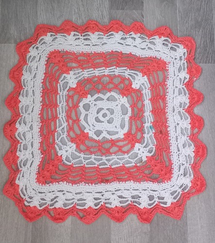Napperon carre blanc orange - carre,