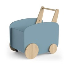 Chariot de rangement a roulettes - FIRMIANA - Style scandinave - Bleu orage et b