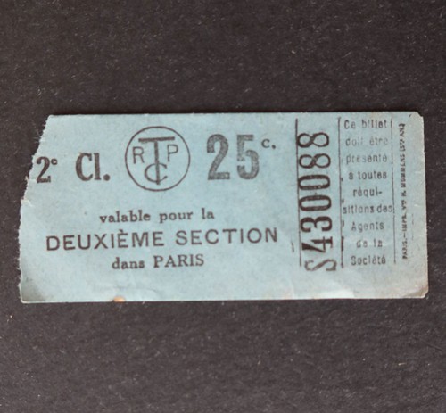 Ancien ticket paris tramway - ticket,