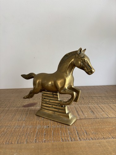 Ancien cheval laiton saut - laiton,