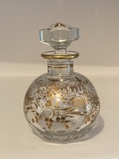 Joli flacon à parfum ancien en cristal -décor doré peint à la main - H 12 cm