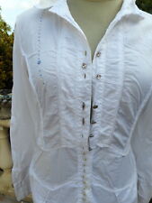 Très Belle chemise bijoux ELISA CAVALETTI  * 34 36 blanc coton élasthane TBE
