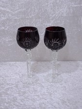 2 X Verre À Vin Römer Design - Décor En Taille - Fait Main - Vintage - 17 Cm