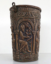 Ancien SEAU à EAU BENITE d'après La Situle de Gotofredo Cuivre Repoussé