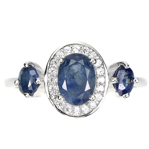 925 bague argent ovale bleu - bague,