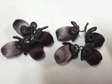 PASSEMENTERIE HOULES 2 PAIRES  NOIX PERLES POMPONS COULEUR VIOLET REF 119GVV