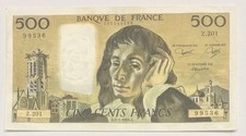 Billet Banque 500 Francs 1984 France ?? Pascal REF82093