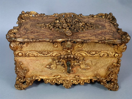 Ancien coffret bois - , mouluré