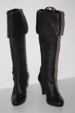 EDEN SHOES  Bottes à Revers Cuir Grainé Noir Doublées Cuir T 35 TTBE