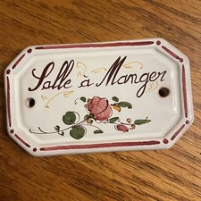French Ceramic Salle a Manger Moustiers Door Plate Dining Room Marker Plaque