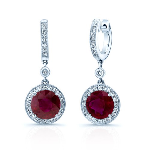 Rubis rouge diamant boucles - diamant,
