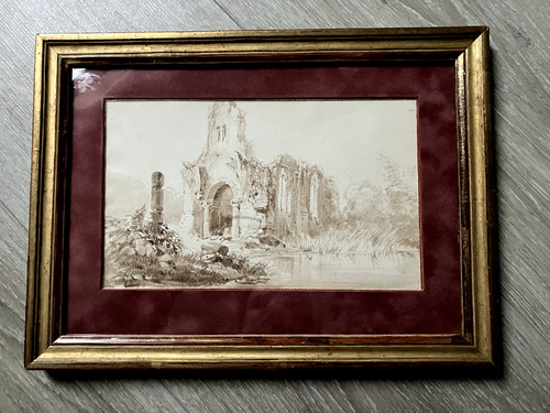 Ancien dessin xixéme ruine - ancien,