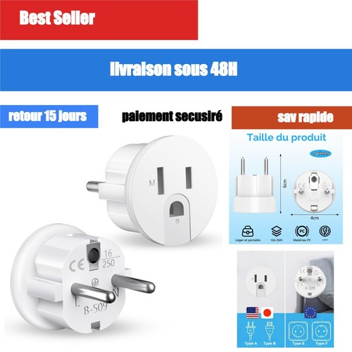Adaptateur prise usa - adaptateur, eu