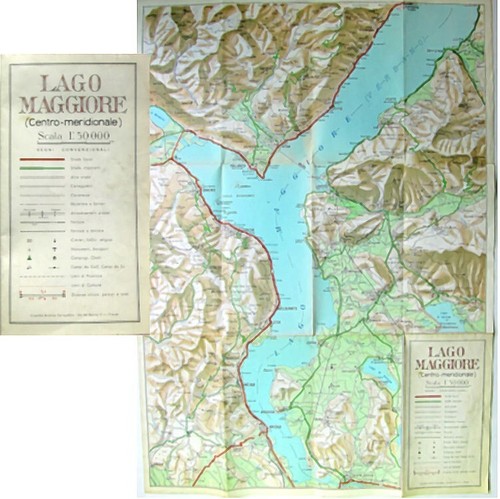 Lago maggiore c1960 carte map - lago,