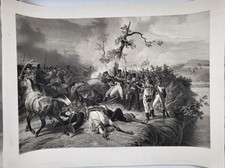 Bataille napoléonienne Franco-Russe - Rare aquatinte de A. Jazet  d'après Vernet