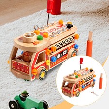 Camion de pompiers en bois à démonter, jouet de construction pour enfants 2,