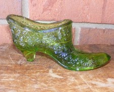 Vintage Green Glass Boot Shoe