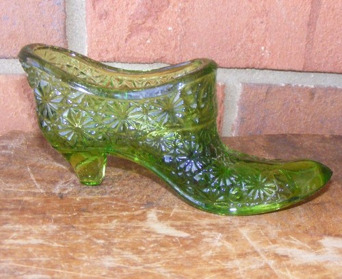 Vintage green glass boot - vintage,