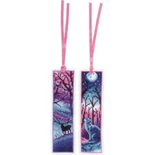 Marque-page Vervaco kit de point de croix compté "Chat et cerf" Set de 3, 6x20cm