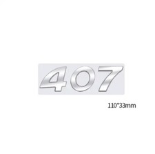 Logo sigle Peugeot 407 chrome argent gris Insigne stickers embleme Coffre