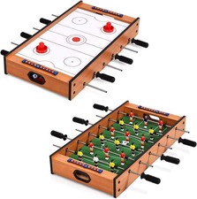 Table multijeux 2 en 1 Baby-Foot en Bois avec Air Hockey,Table de Jeu avec Po...