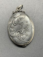 Ancien Miroir De Sac Poche En Argent Art Nouveau Vintage Old 