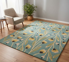 Tapis sarcelle léger motif