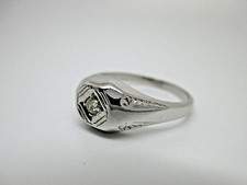 14K or Blanc 1/16Ct Naturel Diamant Ring.unisex