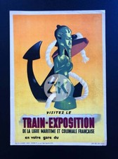 TRAIN EXPOSITION Ligne maritime Coloniale Art Africain ERIC Affiche 1943